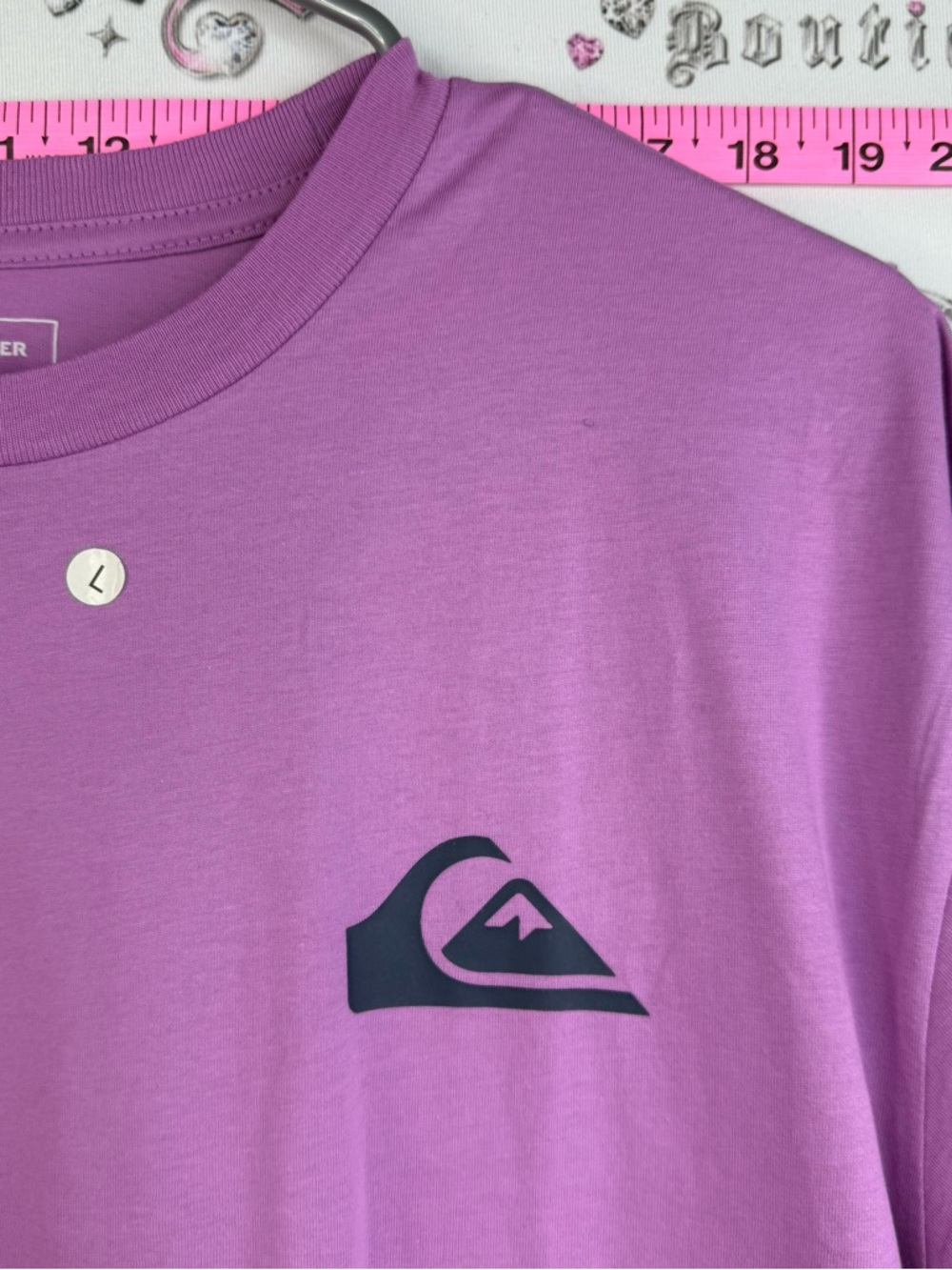 Quiksilver T-shirt purple black logo Short Sleeve Logo Tee - Lavender NEW - Picture 5 of 11